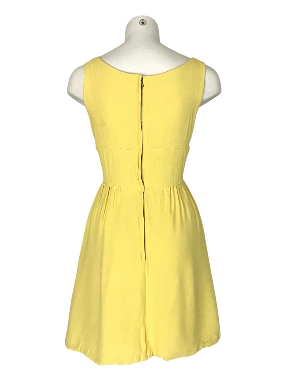 Vintage 60s Lemon Yellow Lace Up Corset Waist Dress Sleeveless Fit & Flare - Picture 3 of 16
